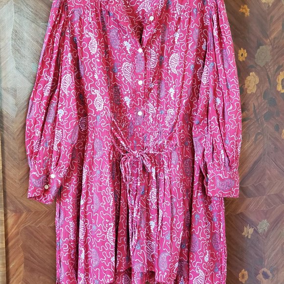 Etoile Isabel Marant Red Paisley Boho Dress. Medium. 100% Cotton. - Picture 1 of 6